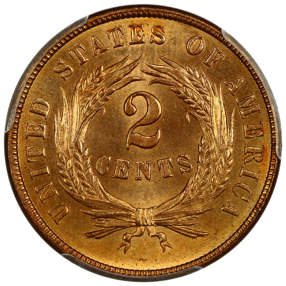 image for: 1869 2c PCGS MS66 RD
