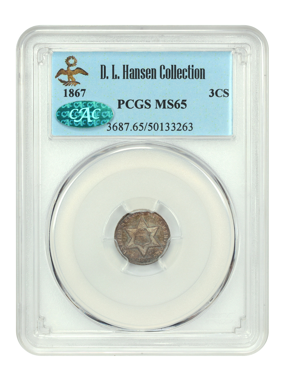 image for: 1867 3cS PCGS MS65