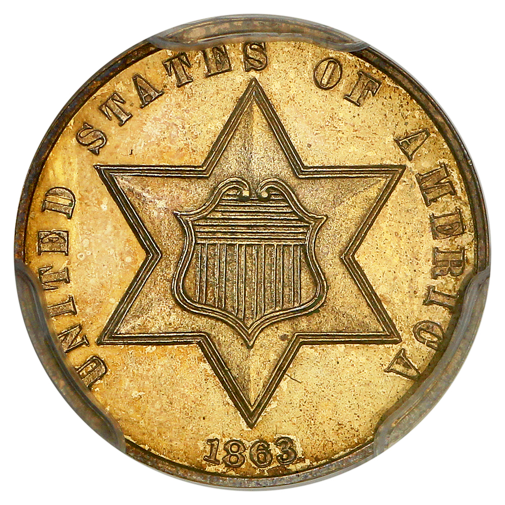 image for: 1863/2 3cS PCGS PR64 CAM