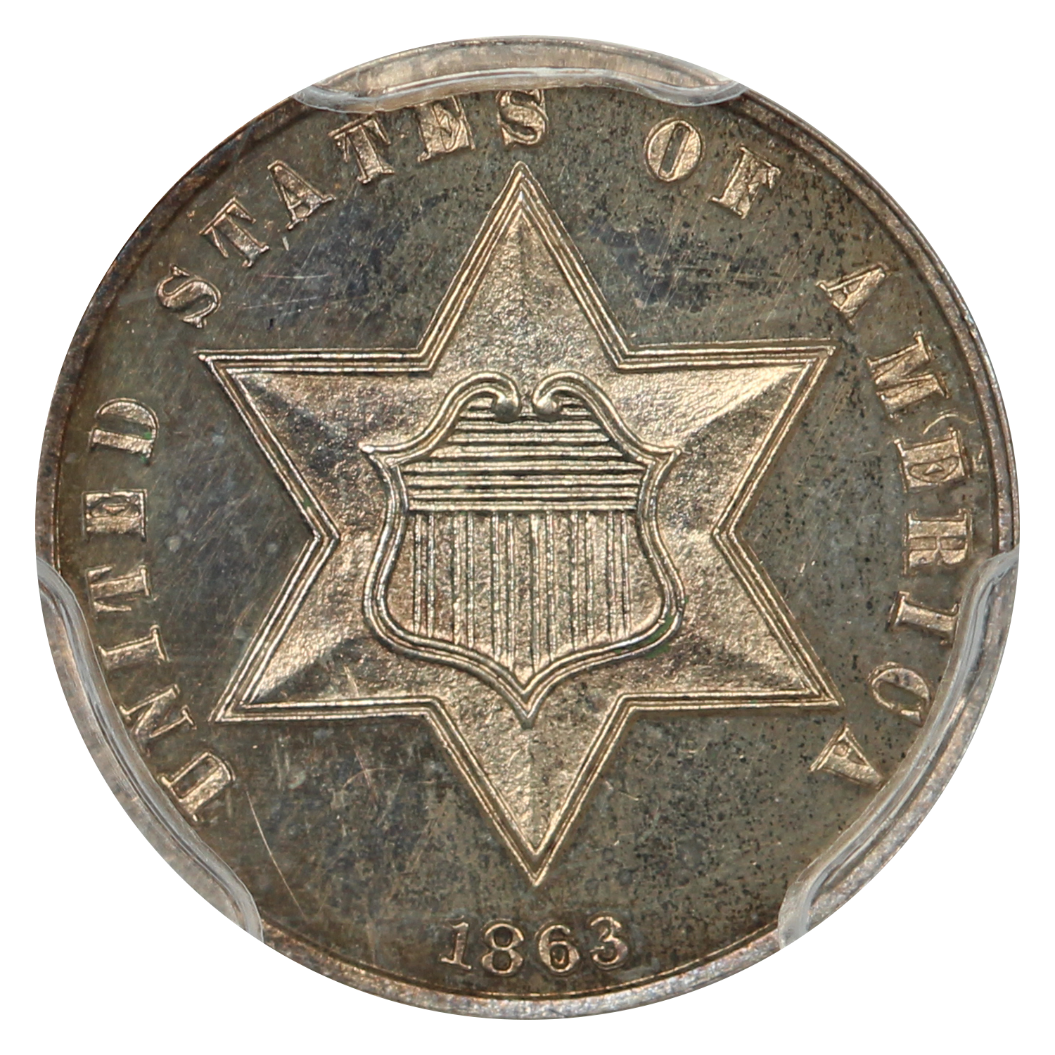 image for: 1863/2 3cS PCGS PR64 CAM