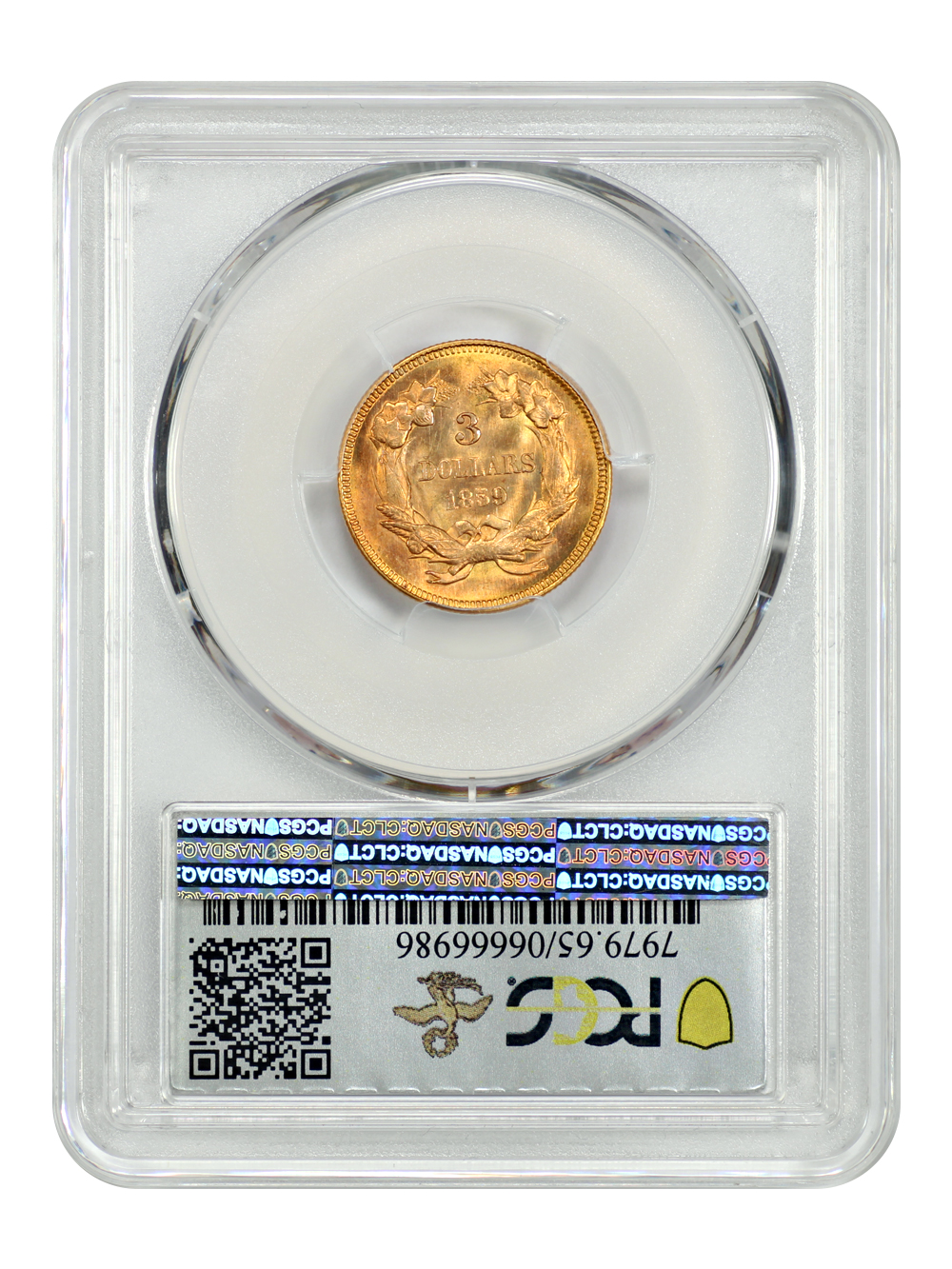 image for: 1859 $3  PCGS MS65