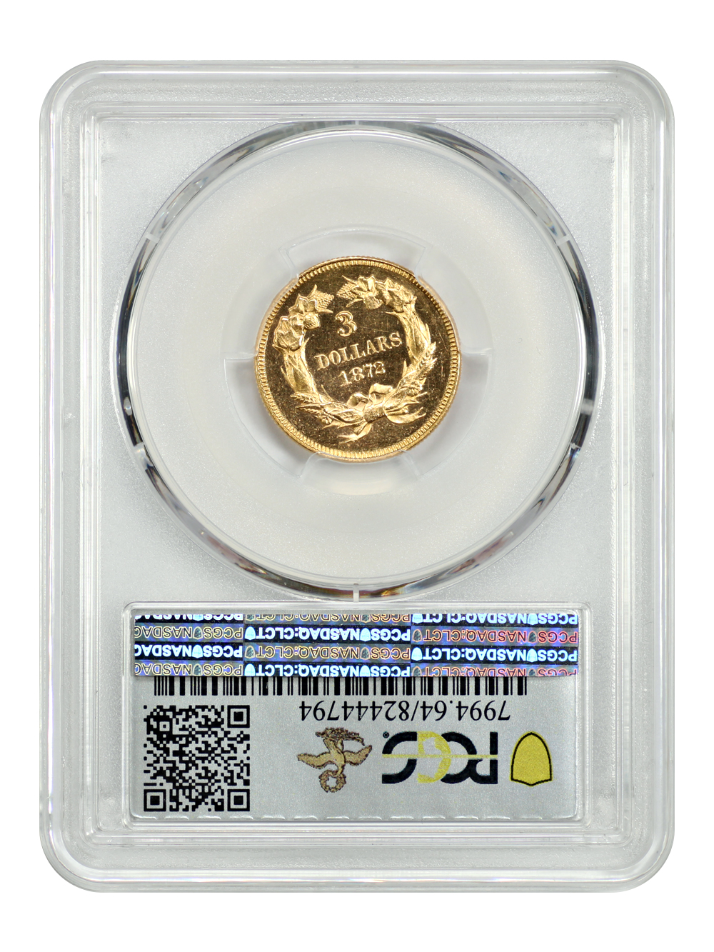image for: 1872 $3  PCGS MS64