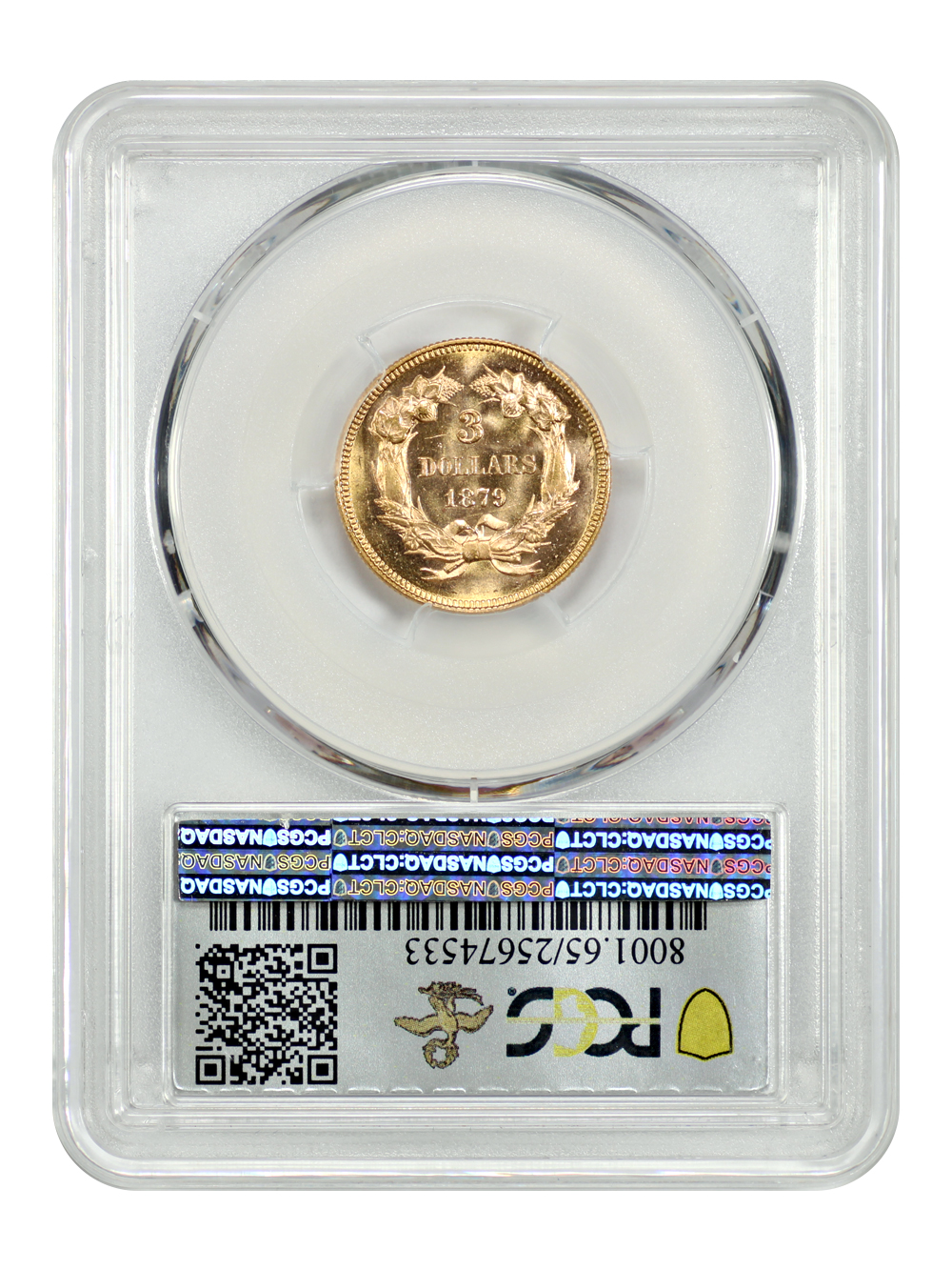 image for: 1879 $3  PCGS MS65