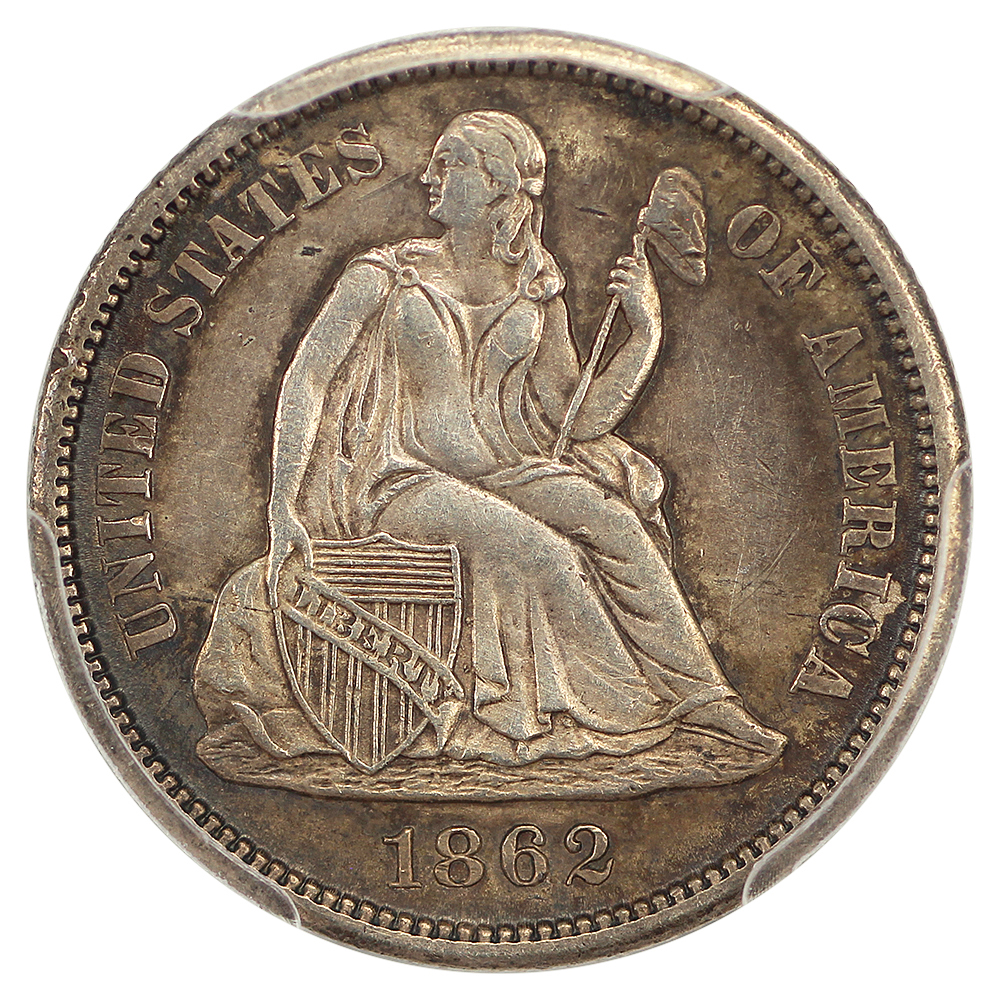 image for: 1862-S 10c PCGS MS62