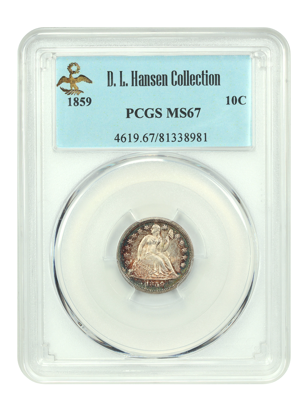 image for: 1859 10c PCGS MS67