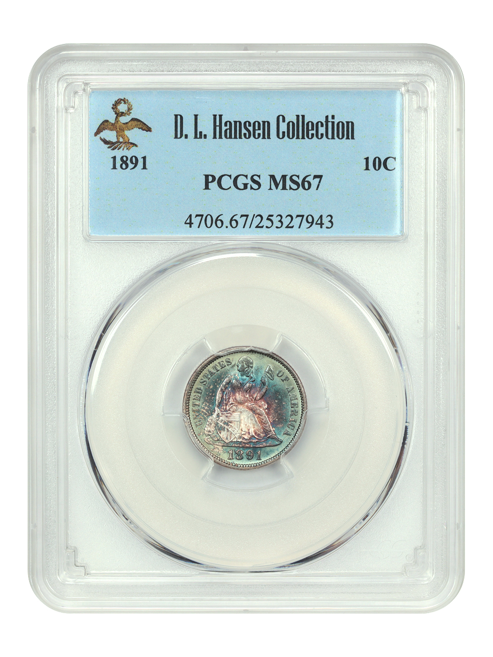 image for: 1891 10c PCGS MS67
