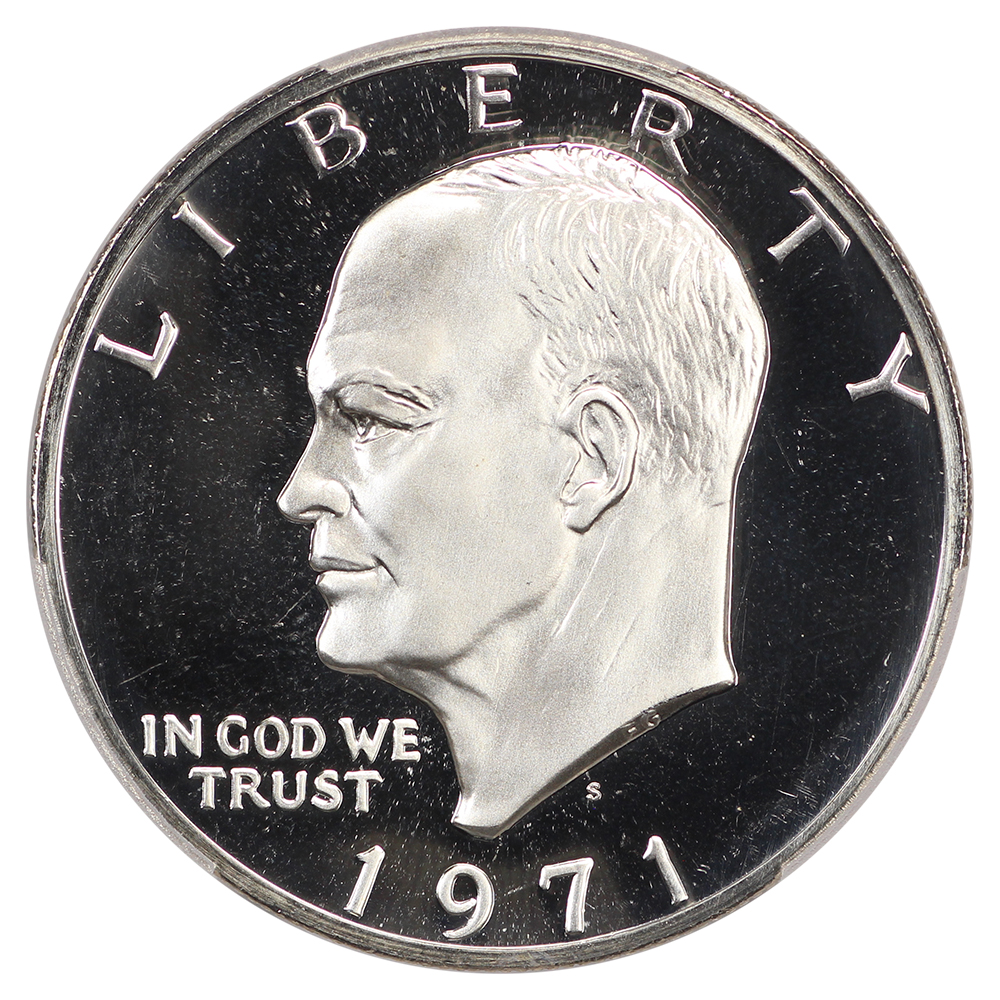 thumbnail for: 1971-S Silver, Doubled Die Obverse, FS-103 $1  PCGS PR69 DCAM