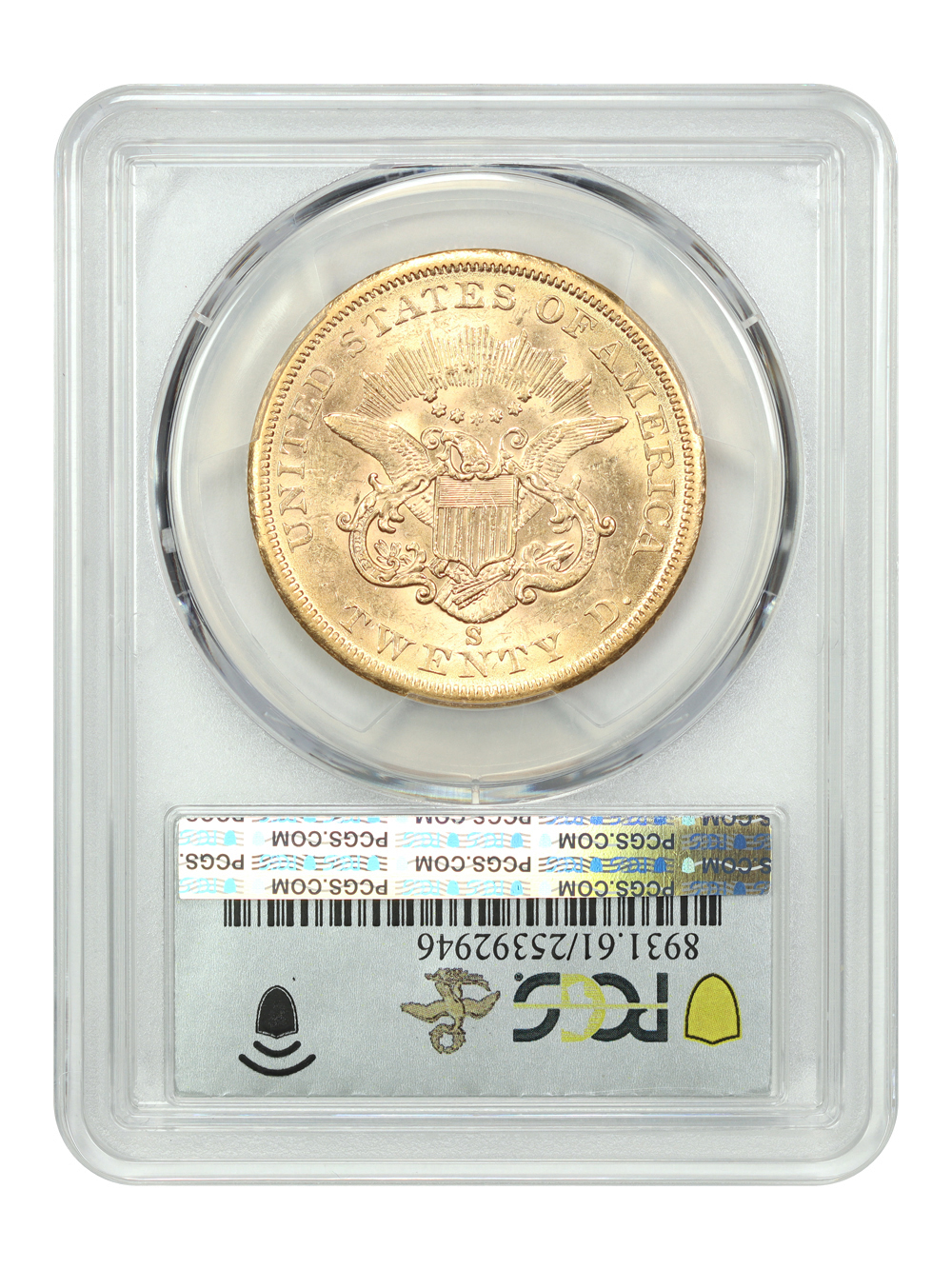 image for: 1860-S $20  PCGS MS61
