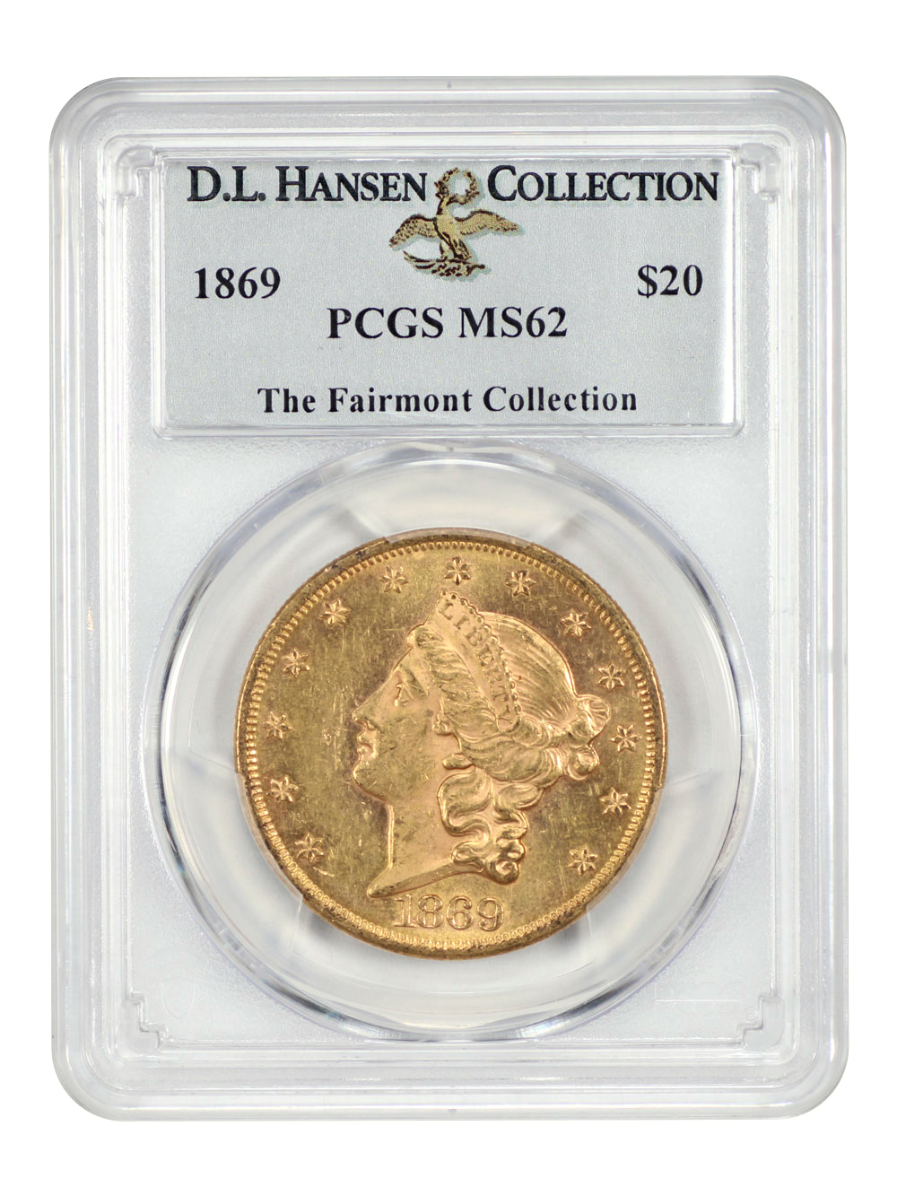 image for: 1869 $20  PCGS MS62