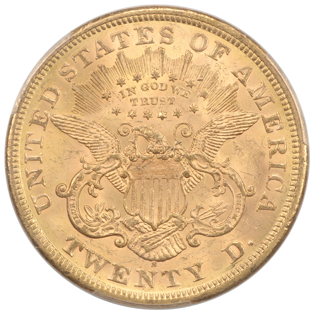 image for: 1869-S $20  PCGS MS62