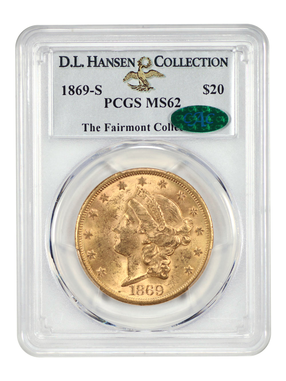 image for: 1869-S $20  PCGS MS62