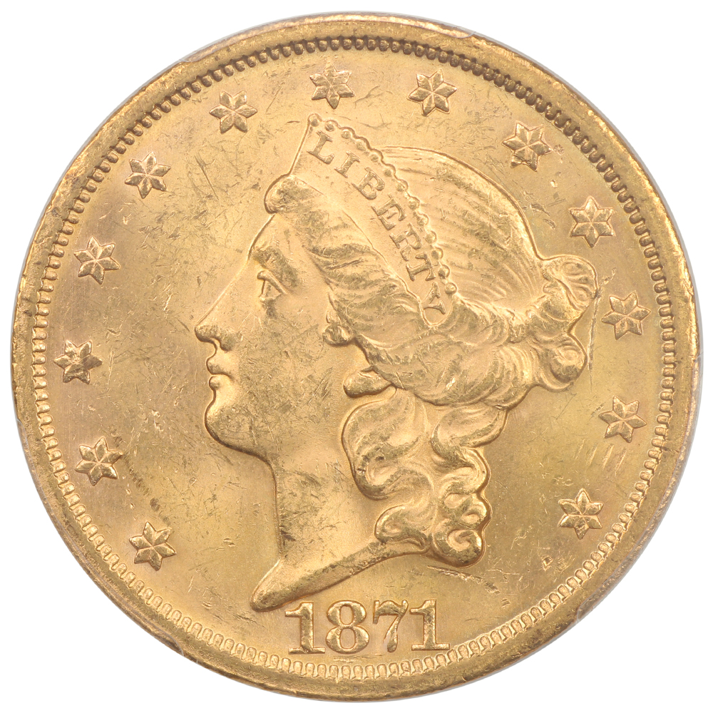 image for: 1871-S $20  PCGS MS62