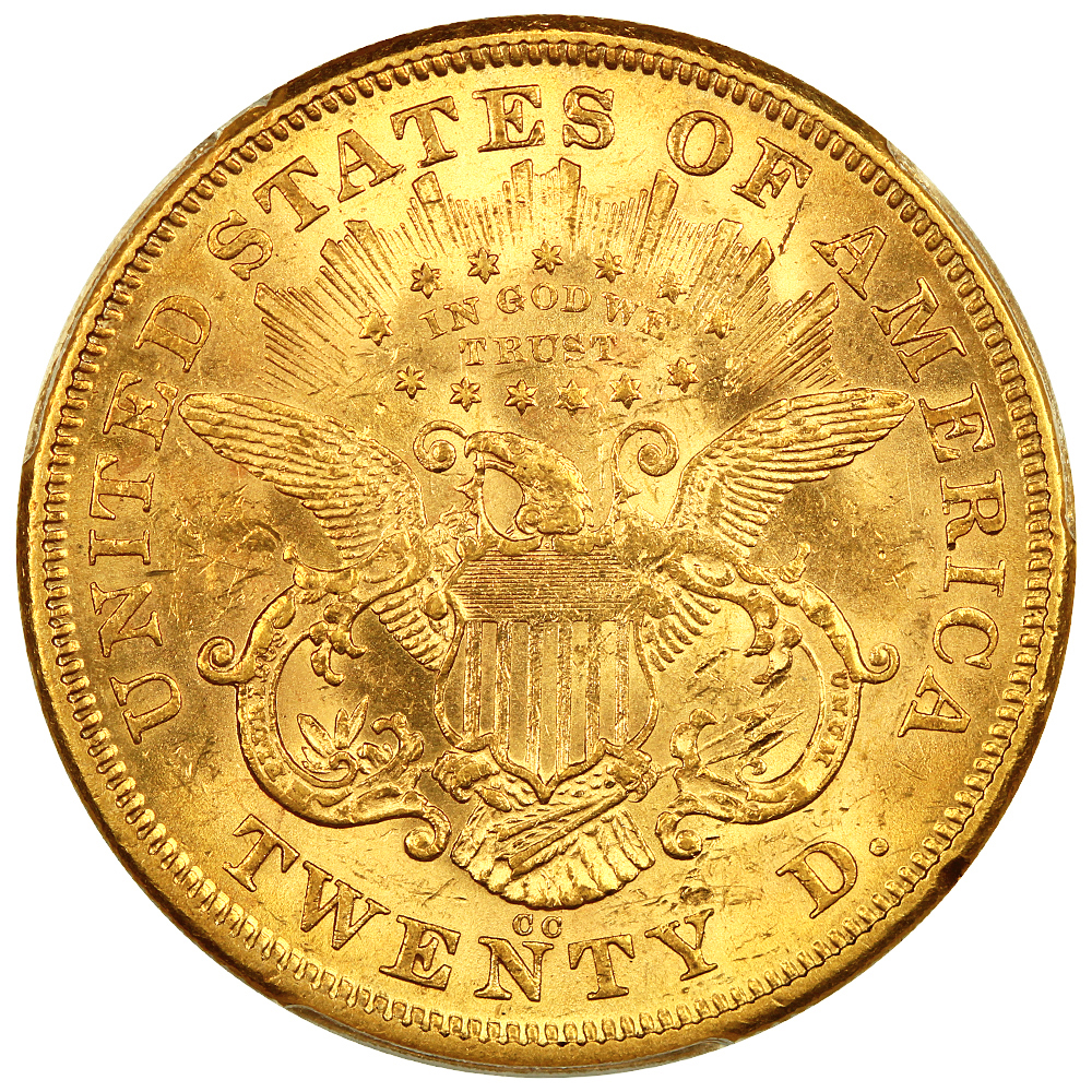 image for: 1872-CC $20  PCGS MS60
