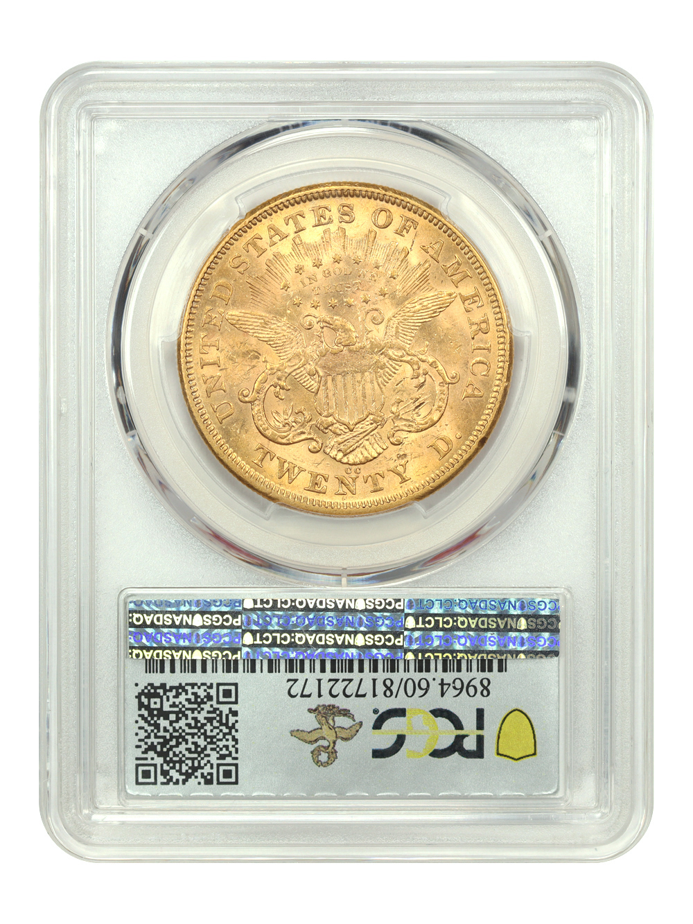 image for: 1872-CC $20  PCGS MS60