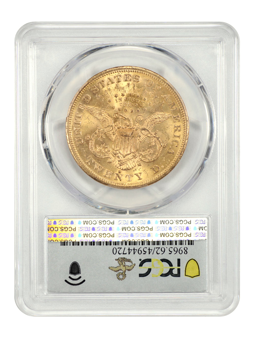 image for: 1872-S $20  PCGS MS62