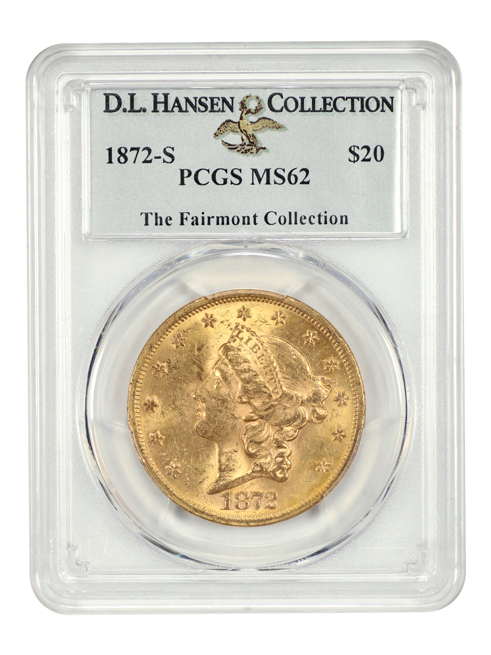 image for: 1872-S $20  PCGS MS62