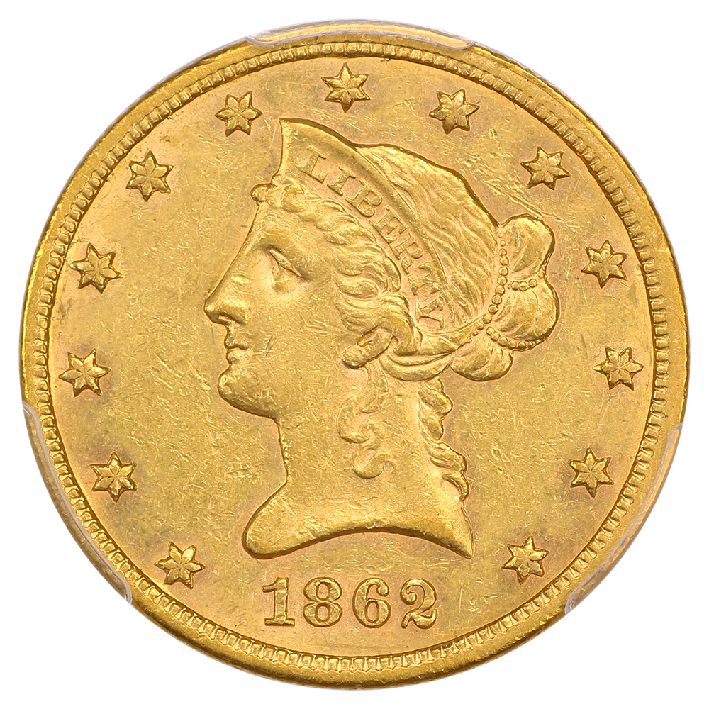image for: 1862-S $10  PCGS AU55