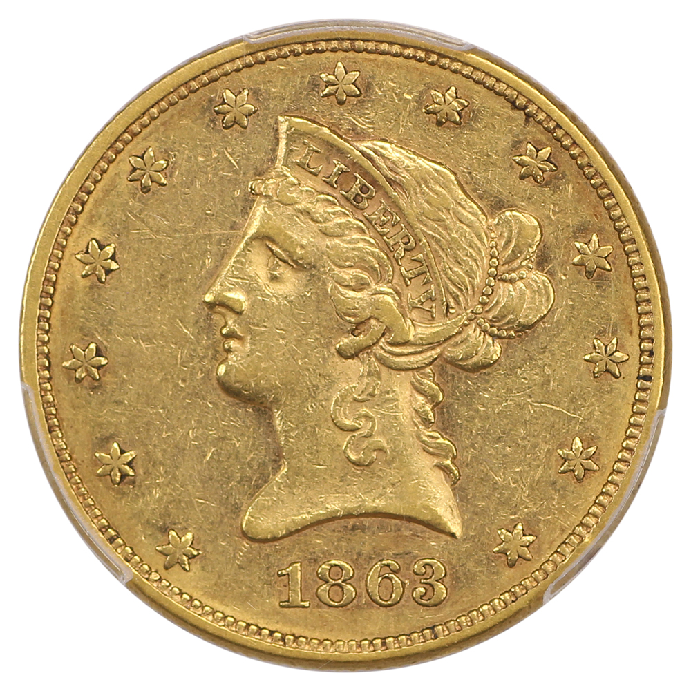 image for: 1863 $10  PCGS AU53