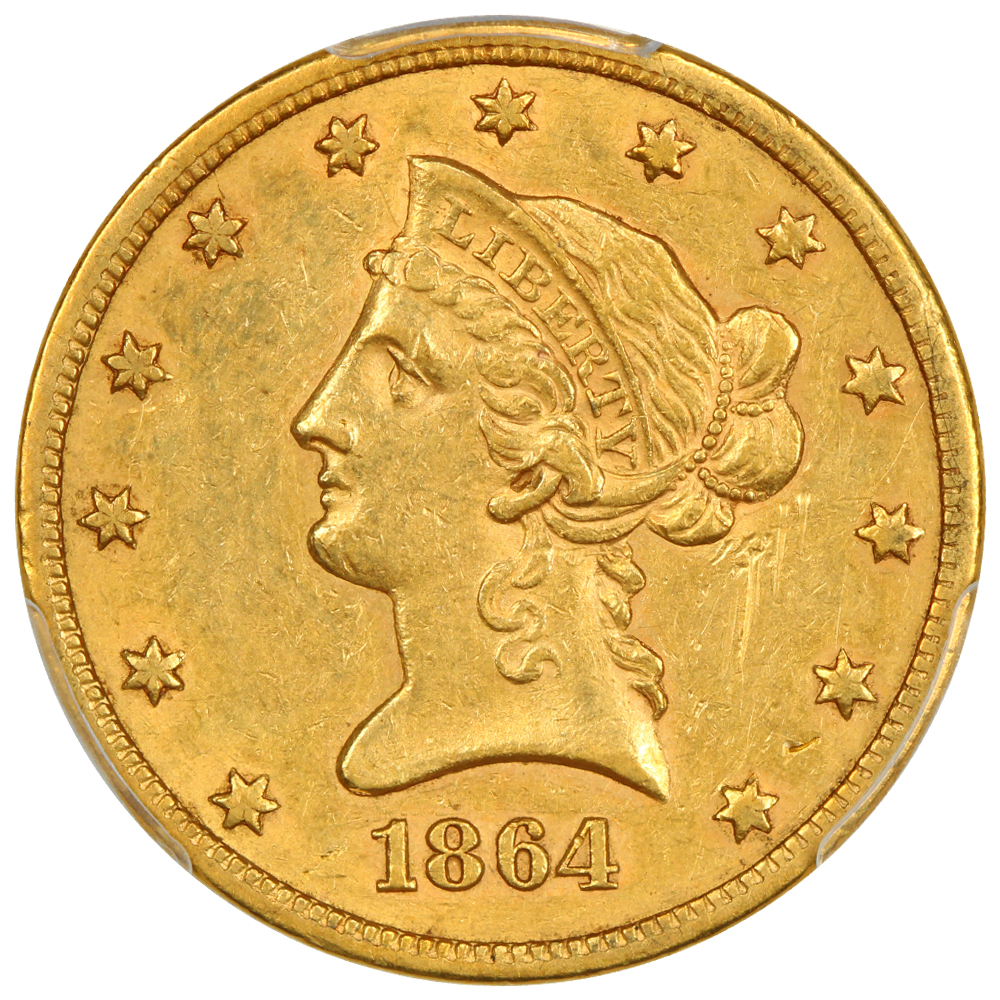 image for: 1864-S $10  PCGS XF40