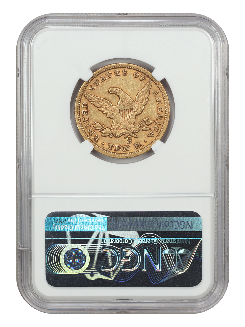 image for: 1865-S 865/inv186 $10  NGC AU55
