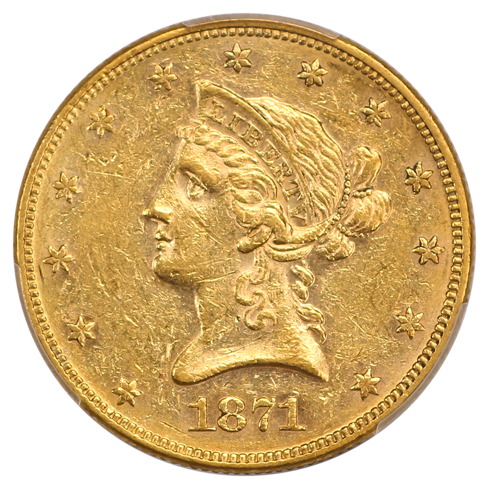 image for: 1871 $10  PCGS AU55