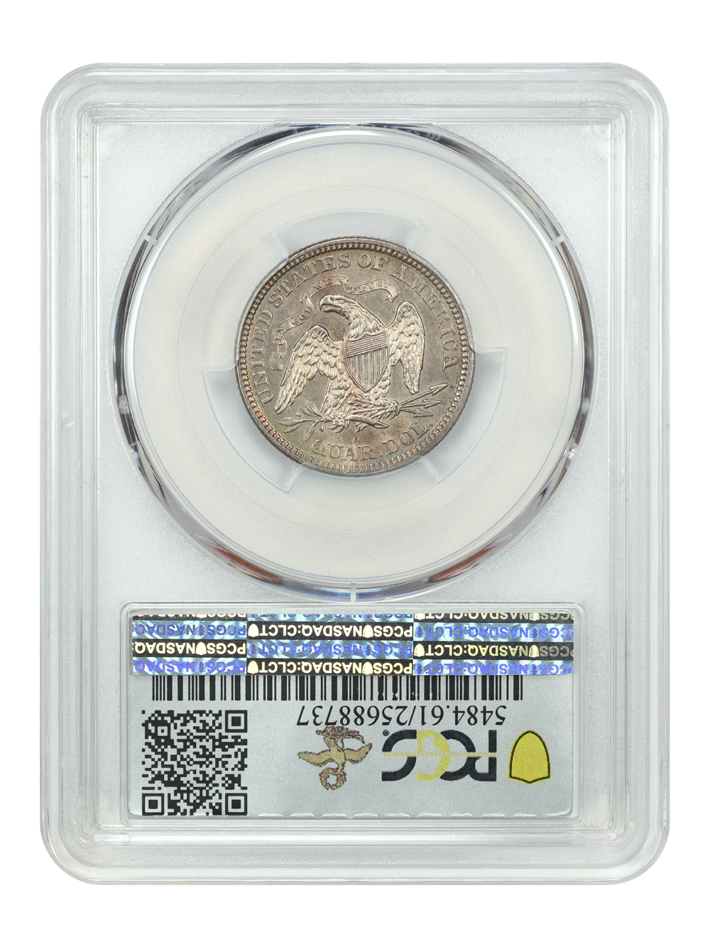 thumbnail for: 1873 No Arrows, Closed 3 25c PCGS MS61