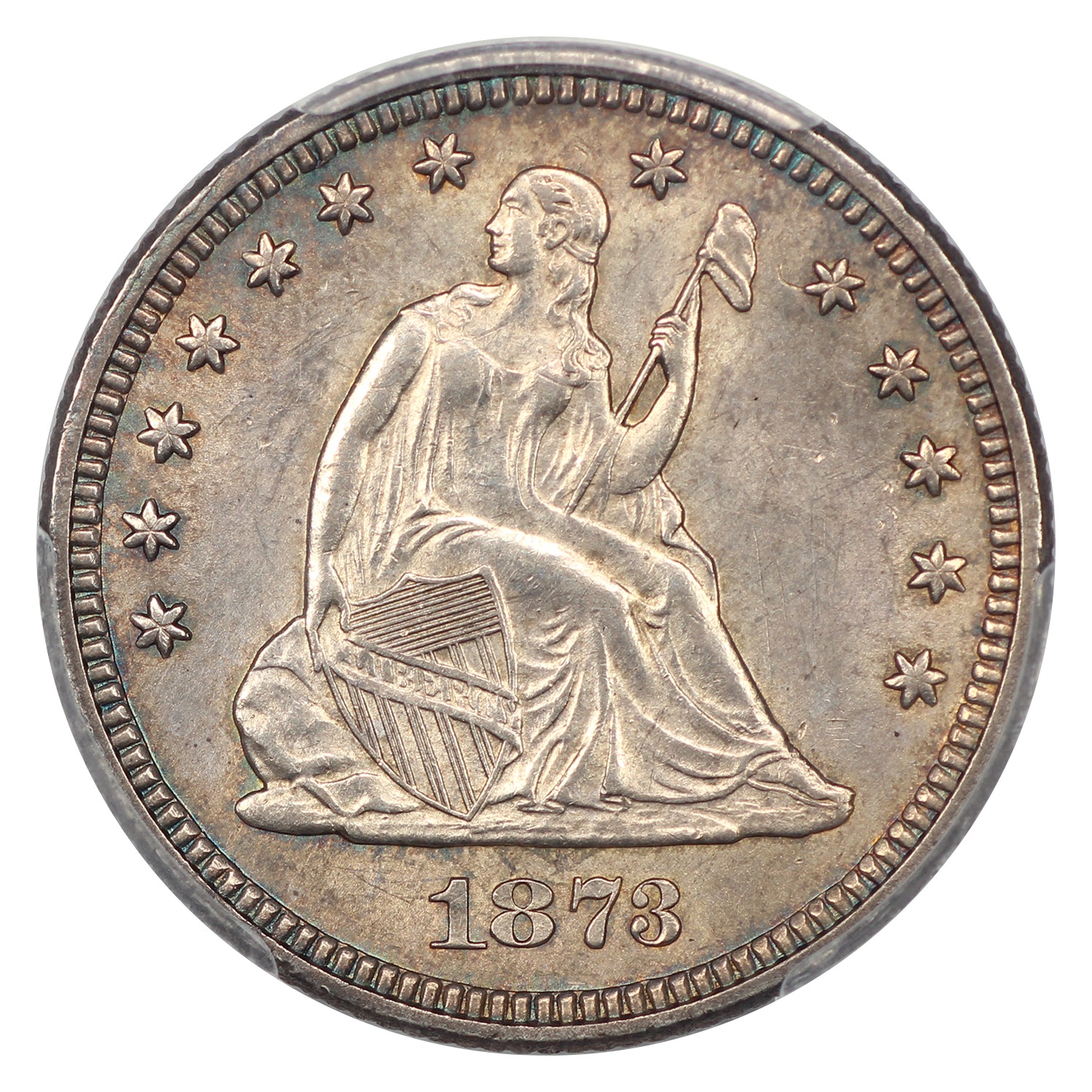 thumbnail for: 1873 No Arrows, Closed 3 25c PCGS MS61