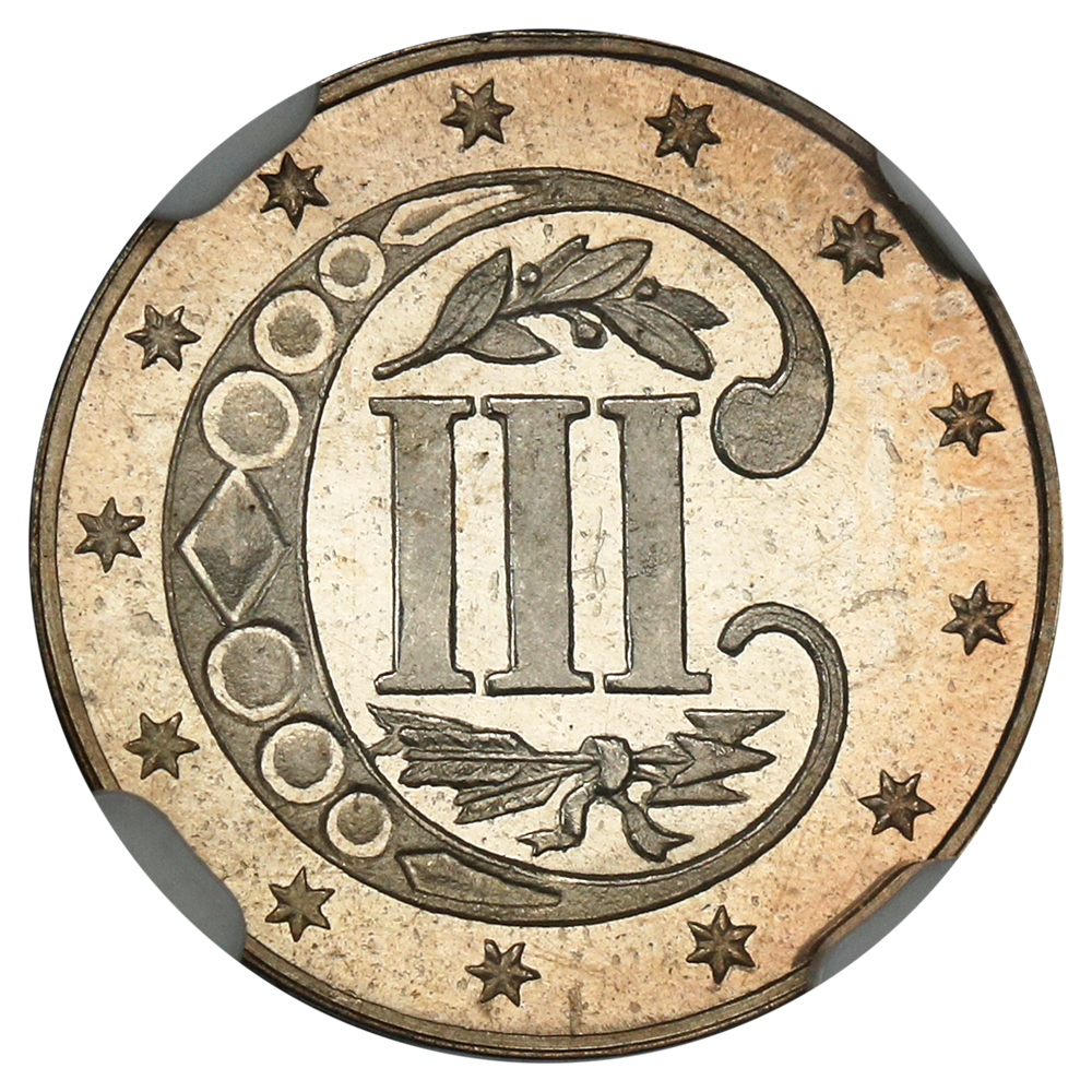 image for: 1864 3cS NGC PR67 CAM