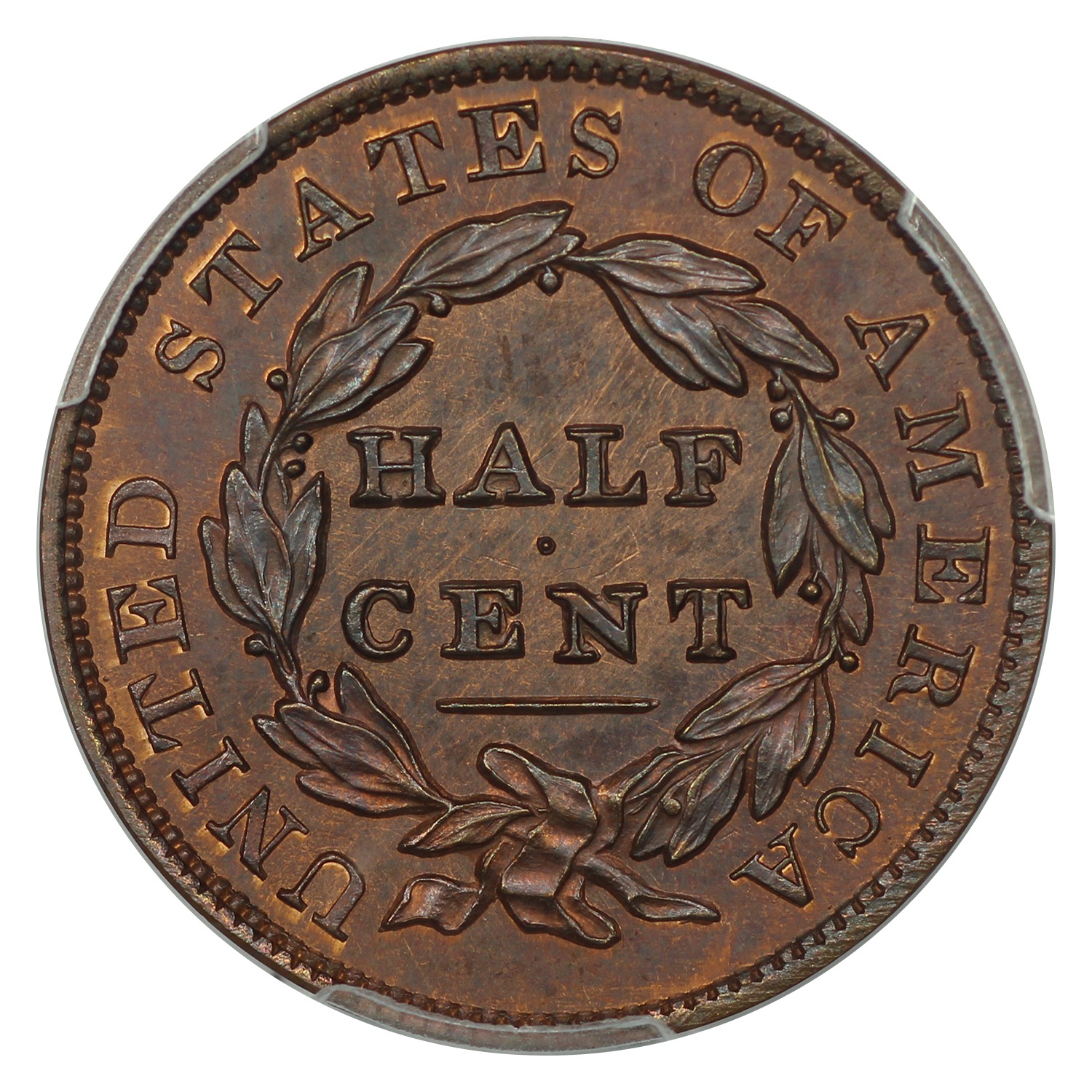 image for: 1831 Restrike, Reverse 1836, Large Berries 1/2c PCGS PR65 RB