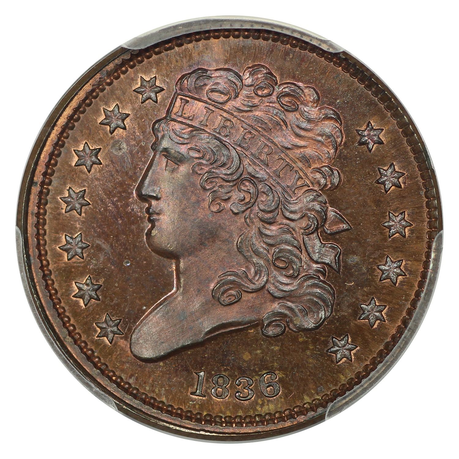 image for: 1836 Restrike, Reverse of 1836 1/2c PCGS PR65 BN