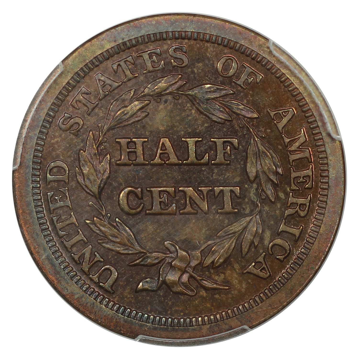 thumbnail for: 1840 Restrike, Reverse of 1840 1/2c PCGS PR65 RB