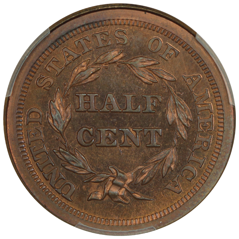 image for: 1843 Restrike 1/2c PCGS PR64 RB