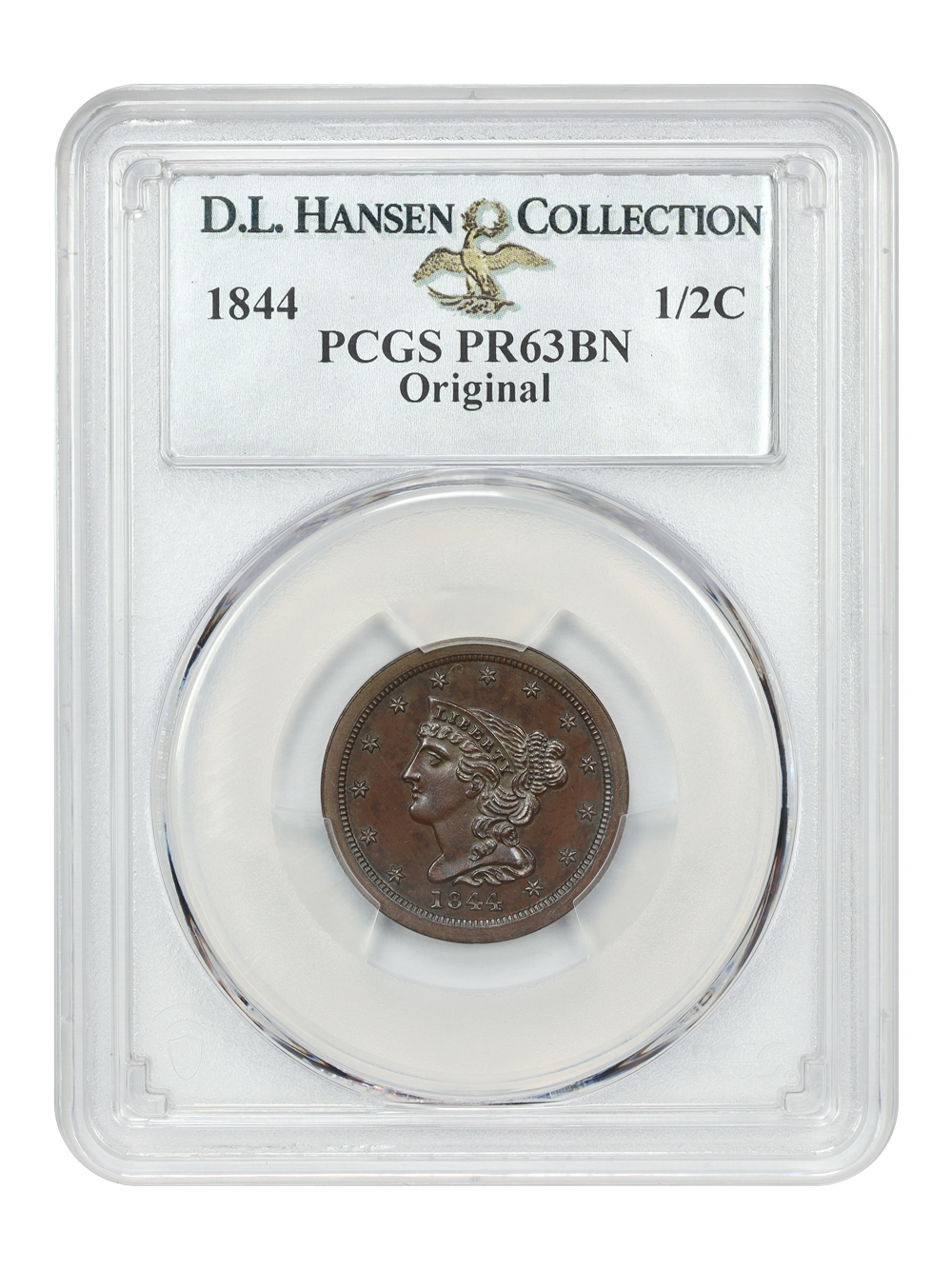 image for: 1844 Original 1/2c PCGS PR63 BN