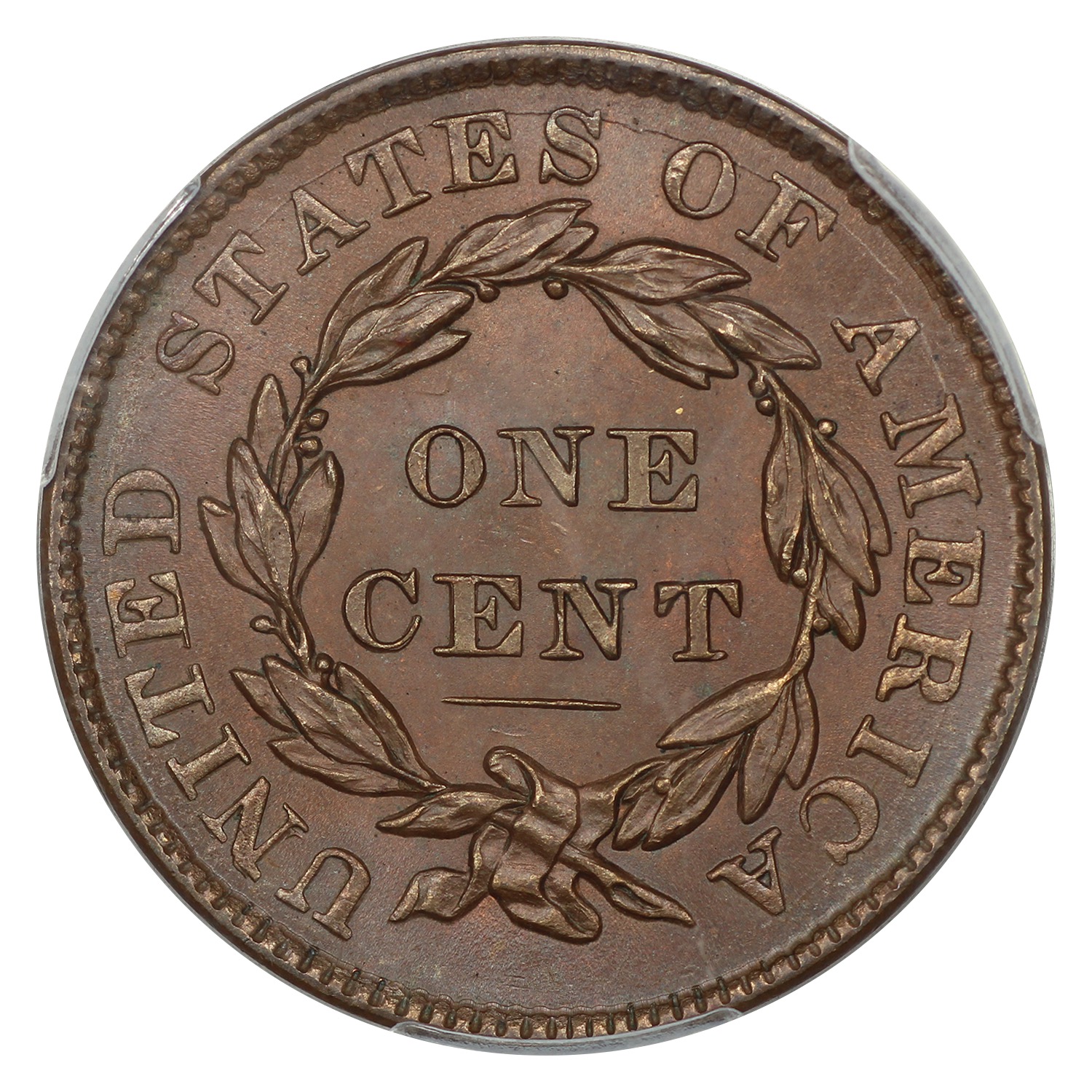 thumbnail for: 1837 Medium Letters 1c PCGS MS65 BN