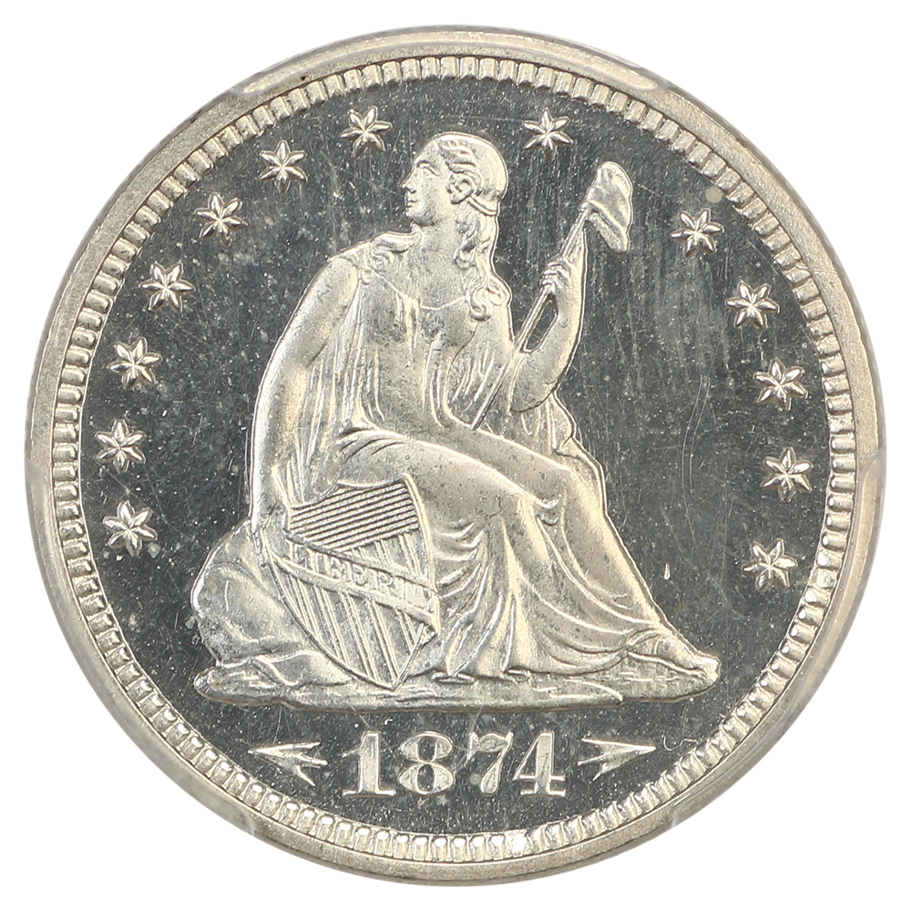 image for: 1874 Arrows 25c PCGS PR66 CAM
