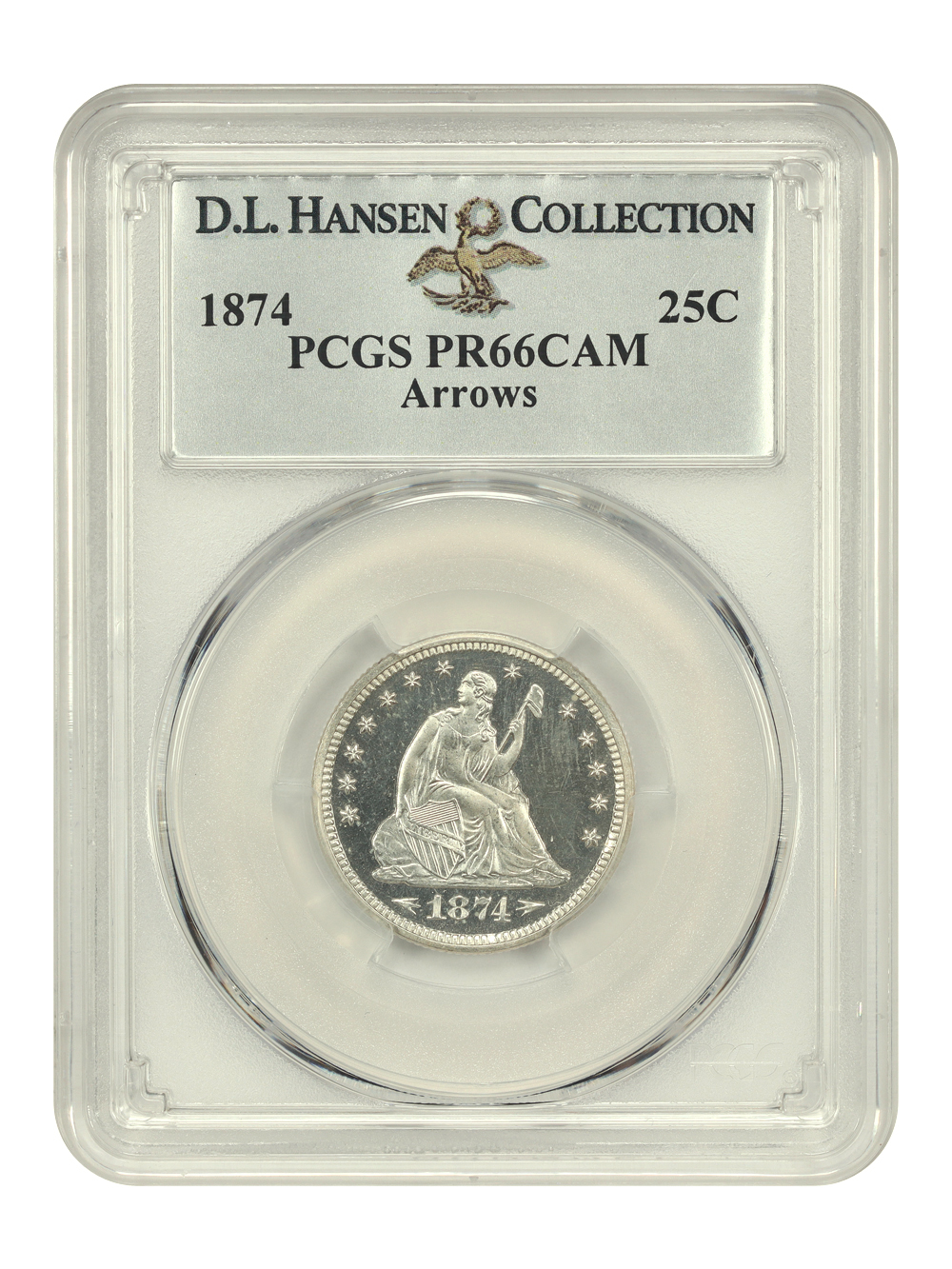 image for: 1874 Arrows 25c PCGS PR66 CAM