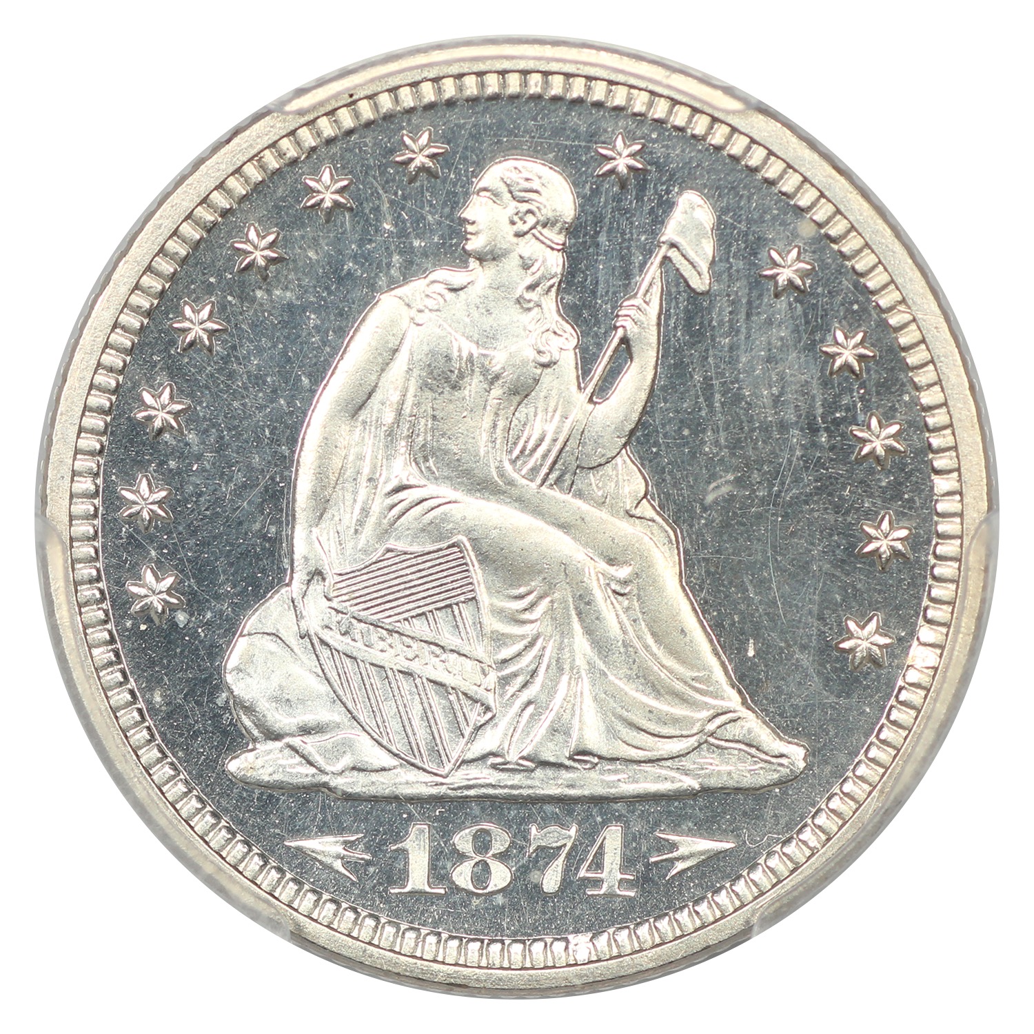 thumbnail for: 1874 Arrows 25c PCGS PR66 CAM