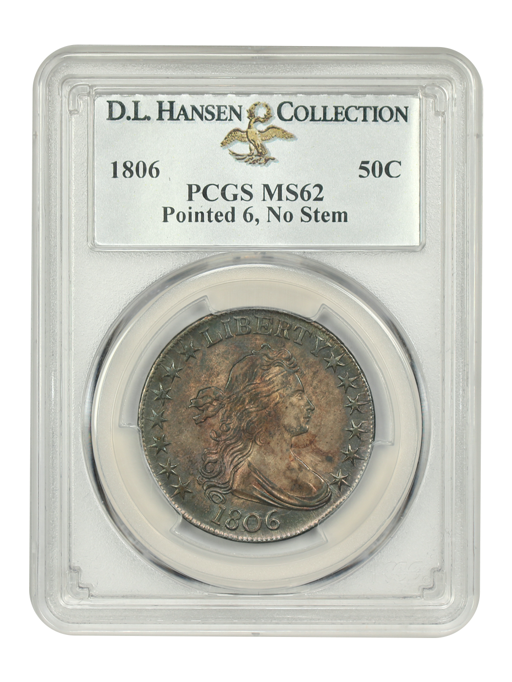 image for: 1806 Pointed 6, No Stem 50c PCGS MS62