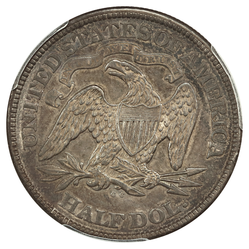 image for: 1873-CC No Arrows 50c PCGS AU50