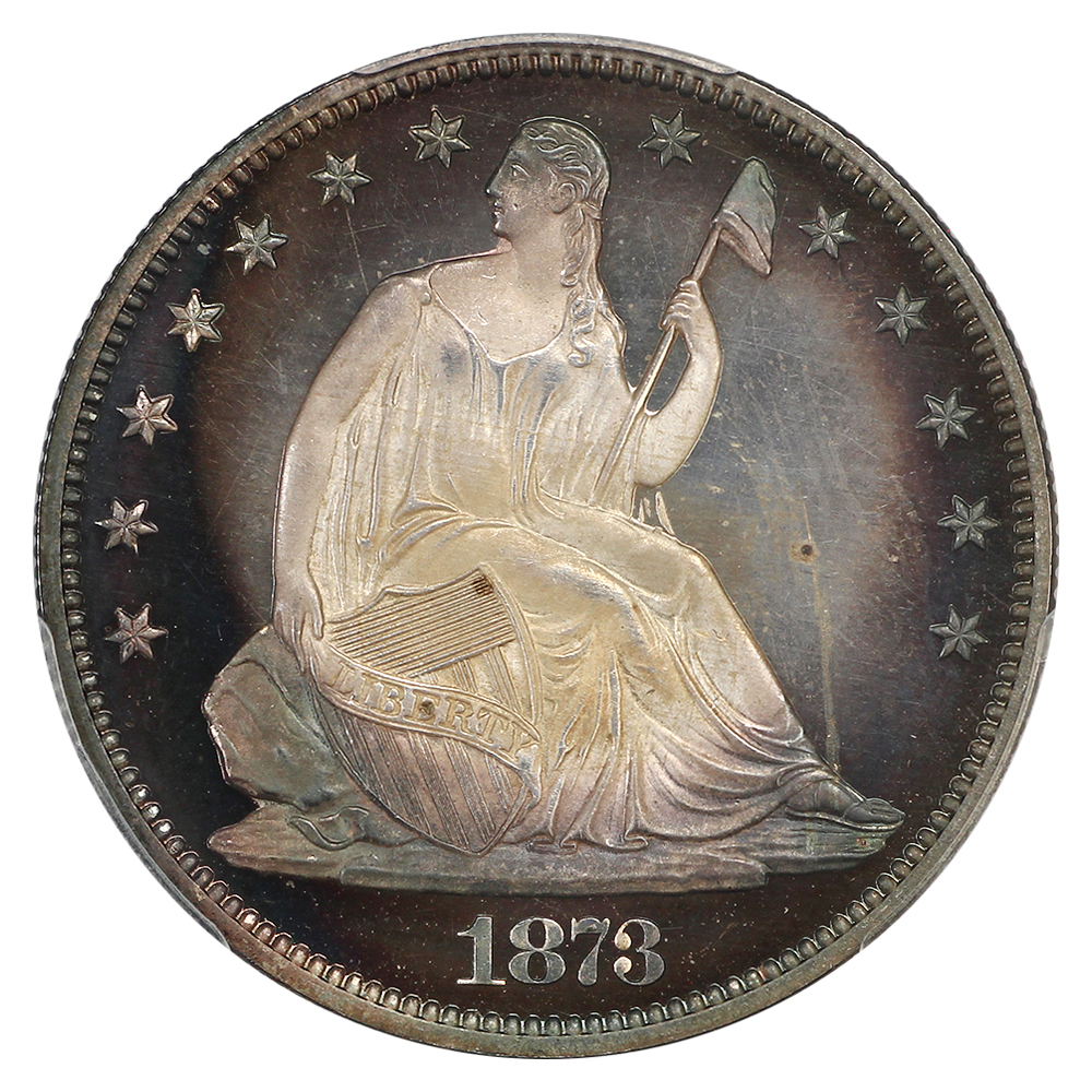 thumbnail for: 1873 No Arrows, Closed 3 50c PCGS PR66 CAM