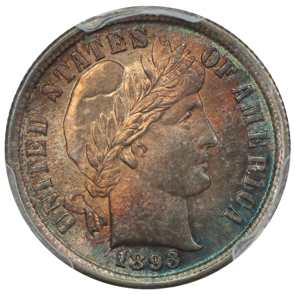 image for: 1893 10c PCGS MS67