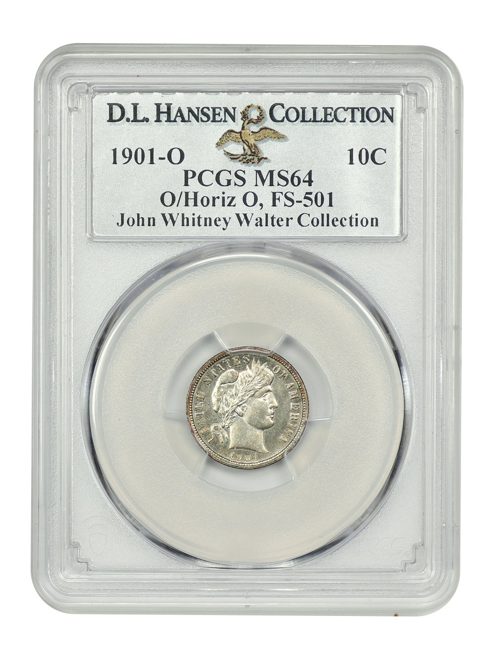 image for: 1901-O/O O/Horizontal O, FS-501 10c PCGS MS64