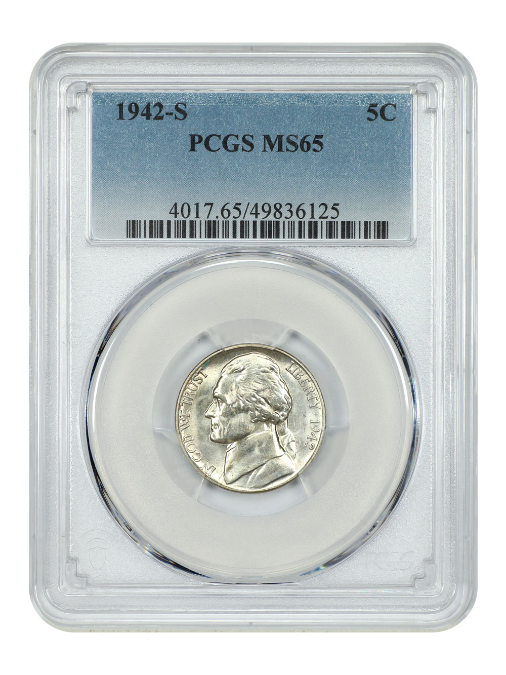 image for: 1942-S Silver 5c PCGS MS65
