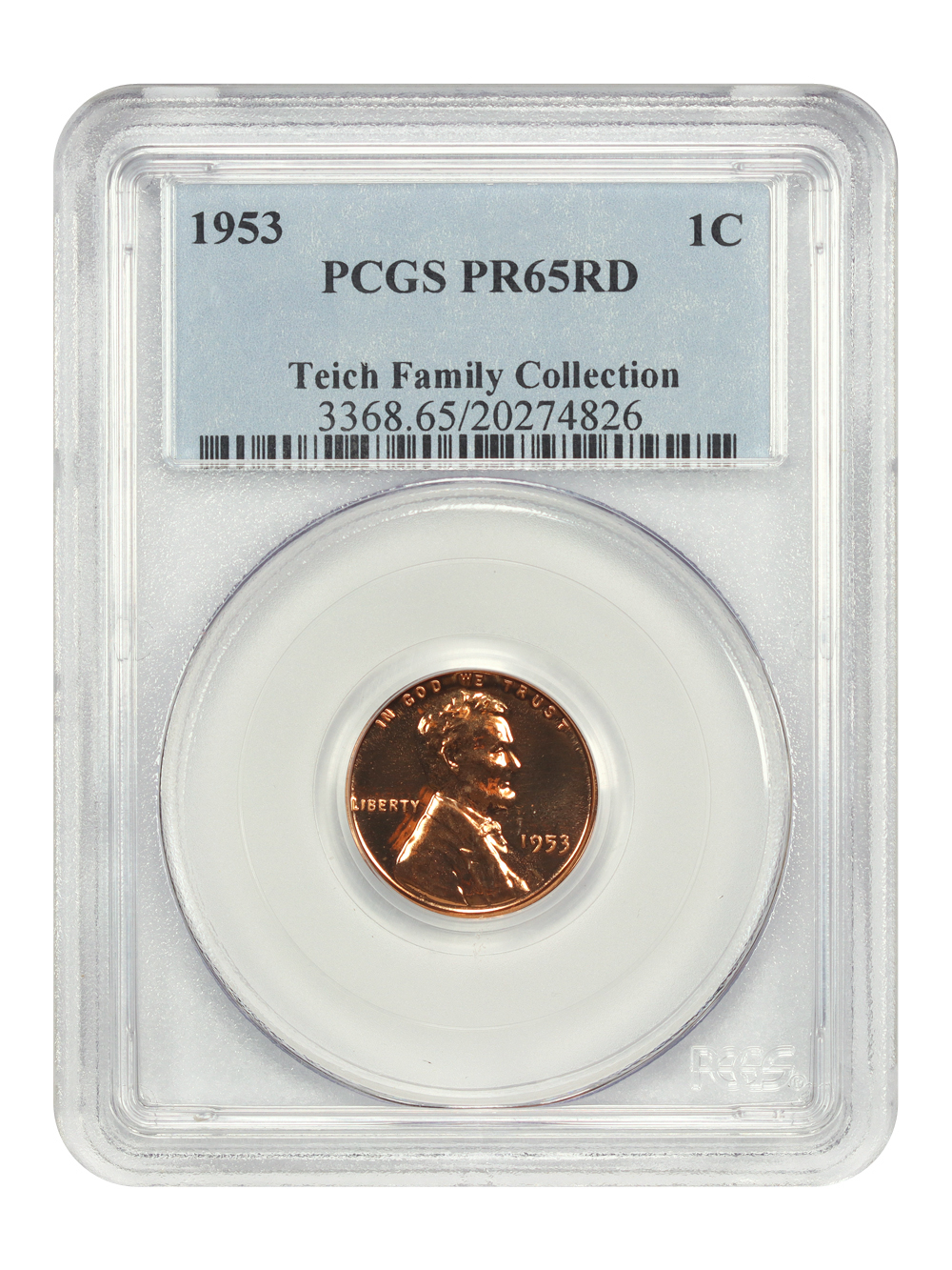 image for: 1953 1c PCGS PR65 RD