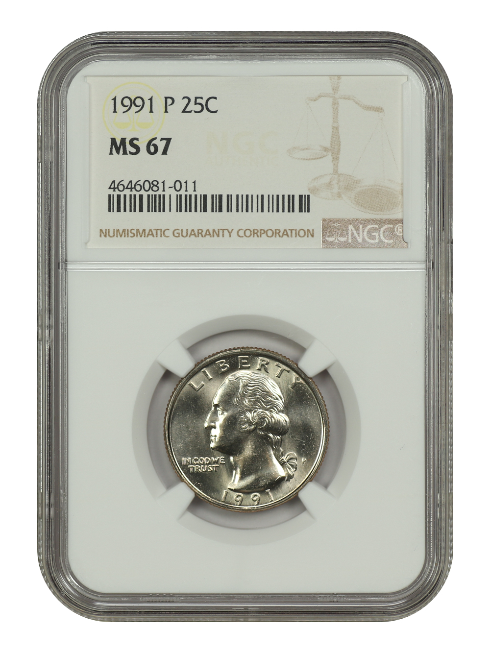 image for: 1991-P 25c NGC MS67