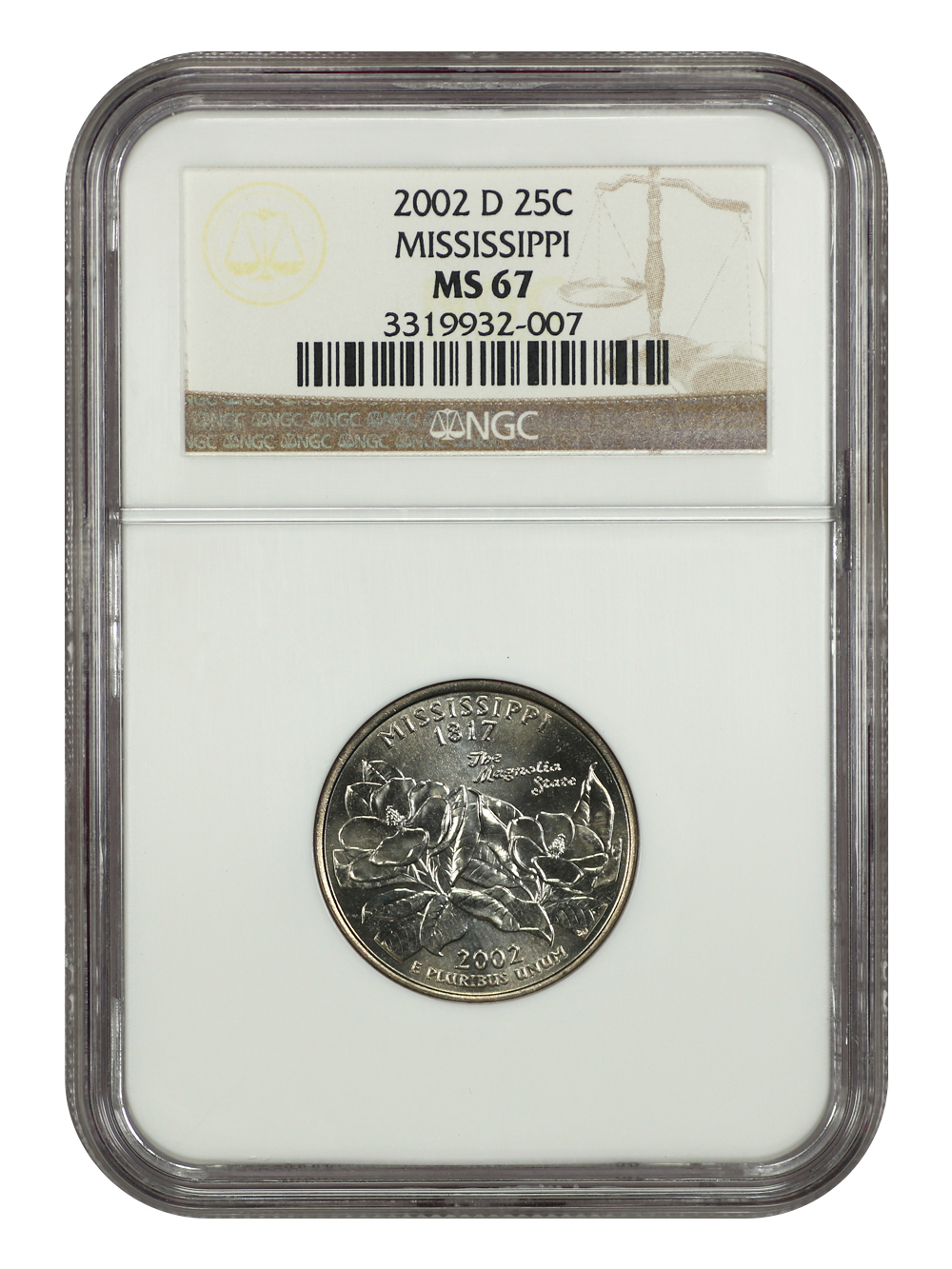 image for: 2002-D Mississippi 25c NGC MS67