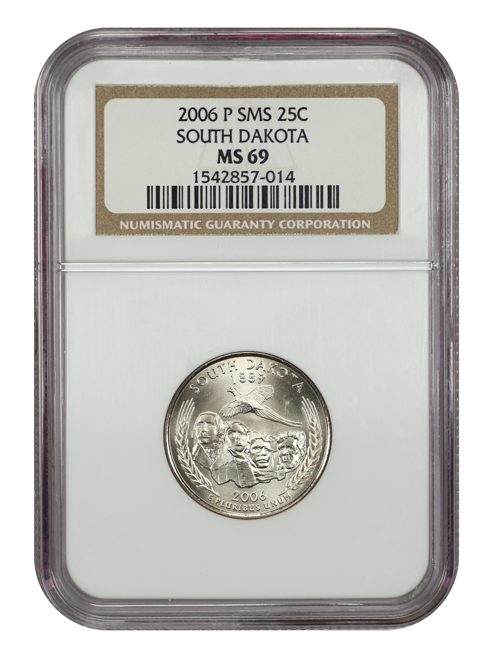 image for: 2006-P South Dakota, Satin Finish 25c NGC MS69