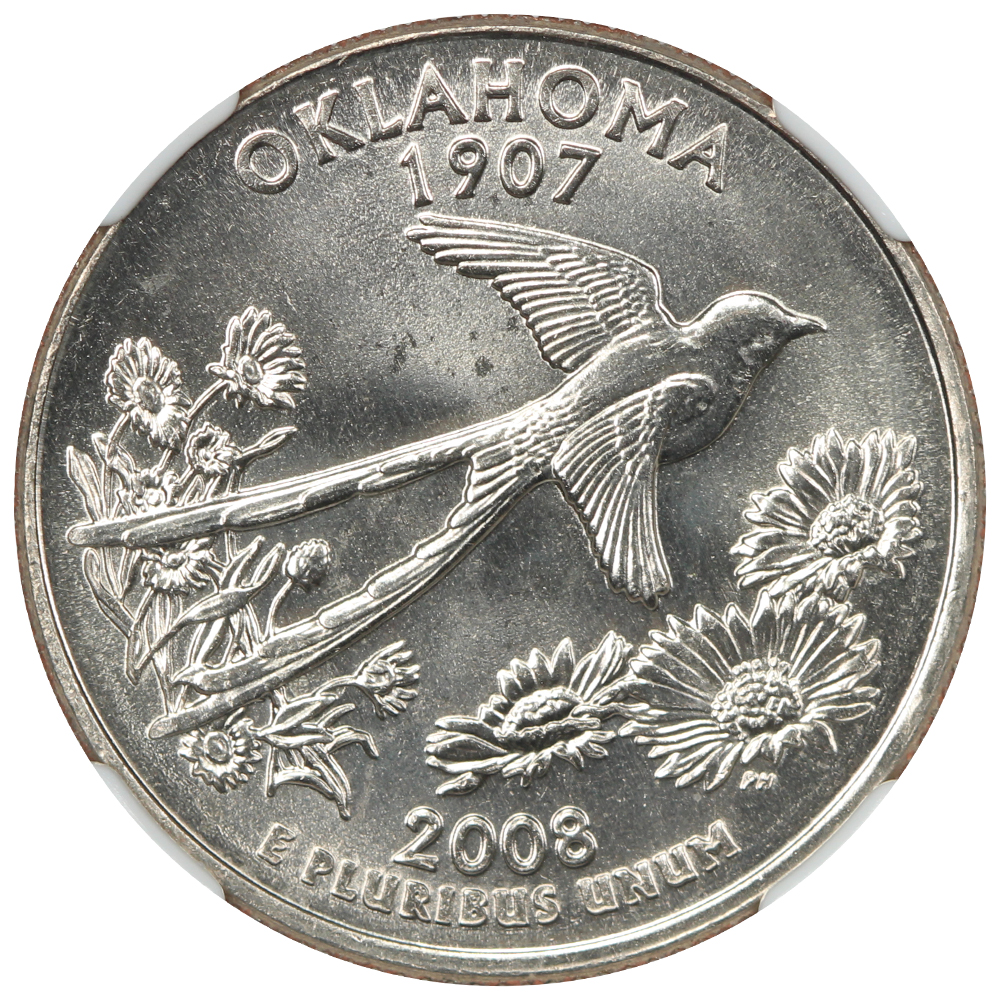 thumbnail for: 2008-D Oklahoma 25c NGC MS68