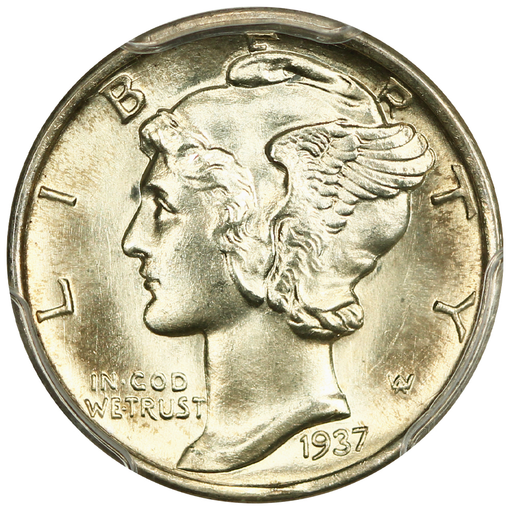 thumbnail for: 1937-S 10c PCGS MS67 FB