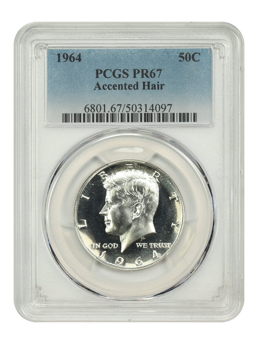 image for: 1964 Accented Hair 50c PCGS PR67